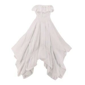 Bolufé Strapless Handkerchief Hem Dress Womens Size S White Cottage Bridal Fairy